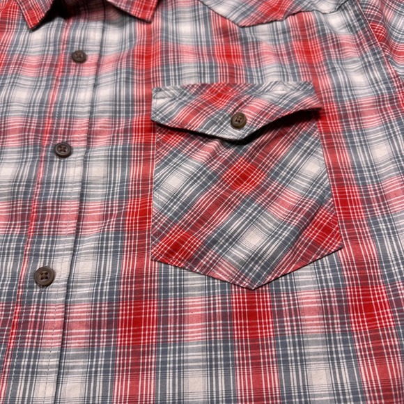 Wrangler XL Slim Fit Western Plaid Shirt – Aura Orange Gray Button Up RanchWear‎ - Picture 6 of 16